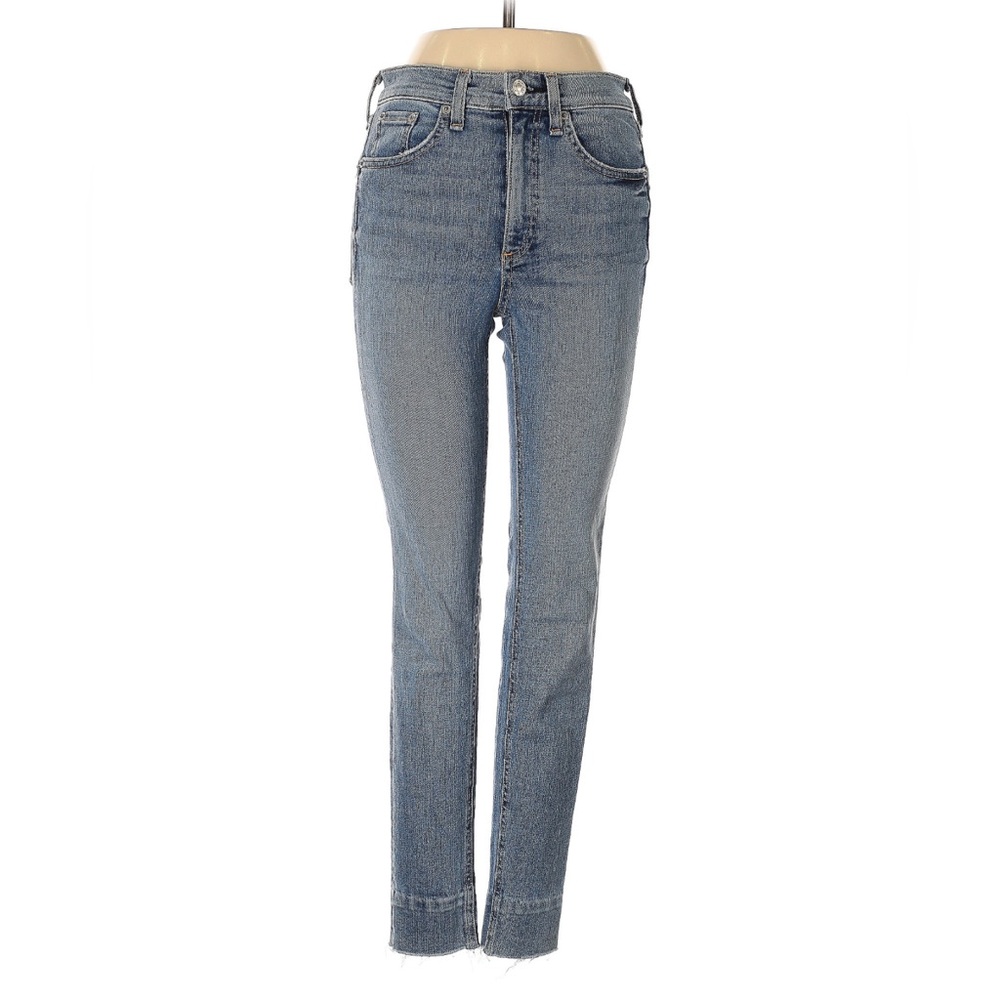 rag & bone Blue High Rise Ankle Skinny Women's Jeans washed